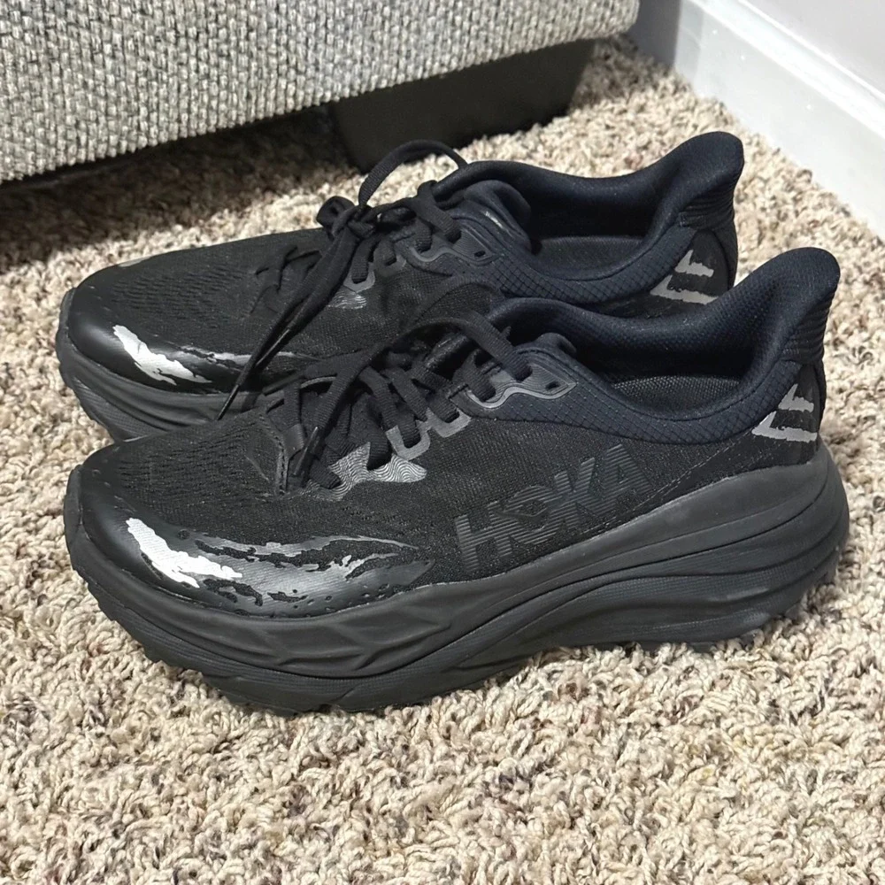 Hoka Stinson 7 Men 8.5 Black Black Running Shoes 1141531 BBLC Low Top Sneaker